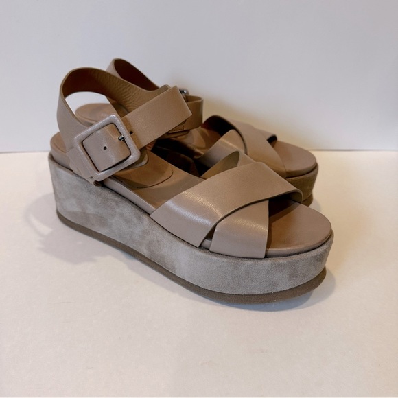 Gravity Pope Shoes - Gravity Pope Women's Leather and Suede Platform beige Shoes